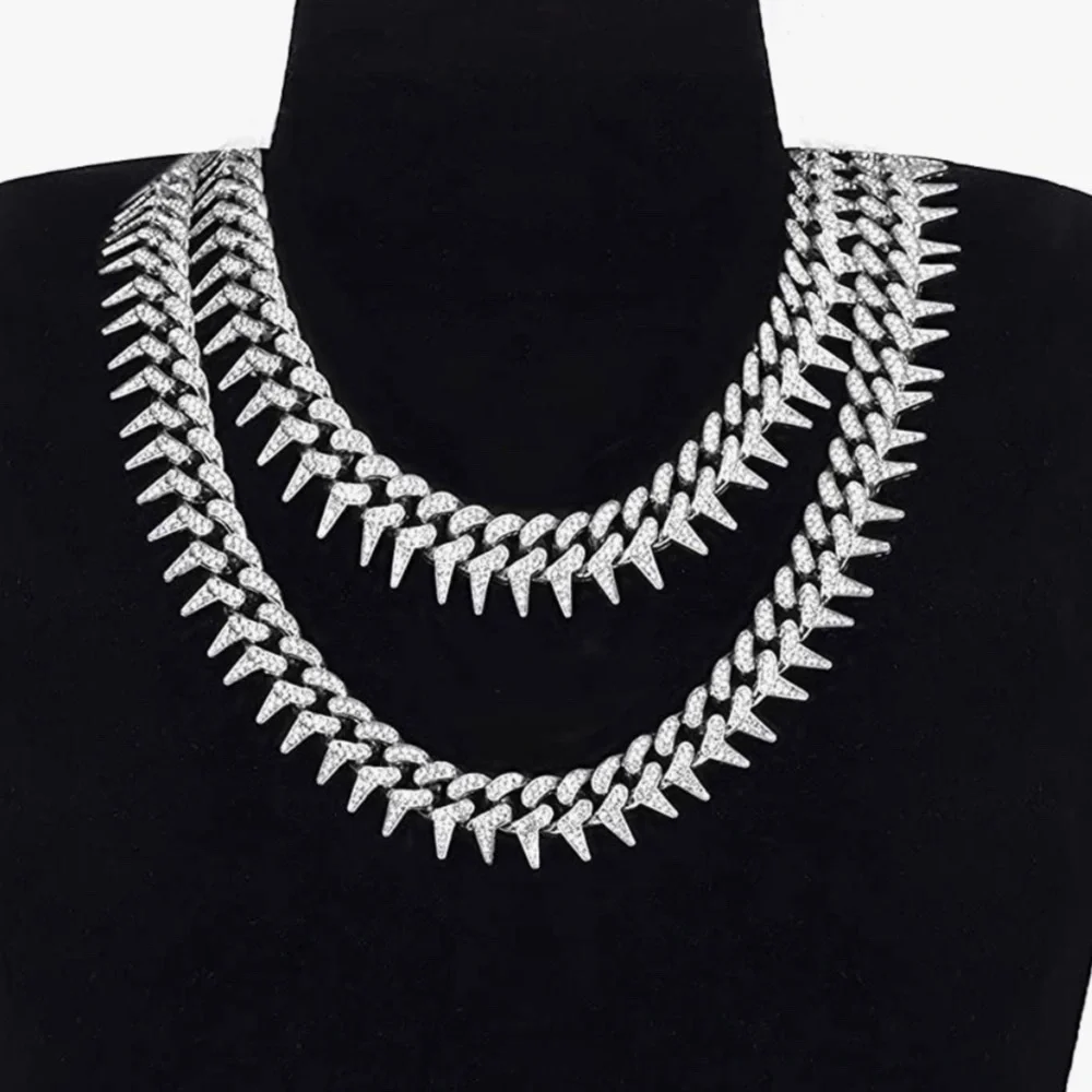 Custom made iced out Cuban link spikes hip hop chain limited stock BEST GIFT WOW - Picture 5 of 8